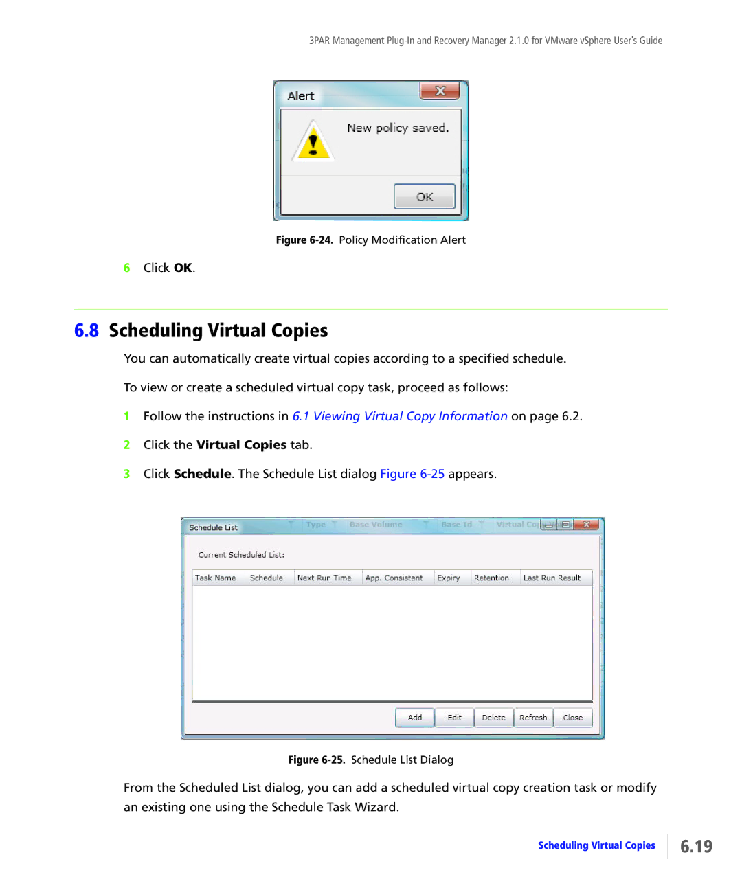 HP StoreServ Application Suite for VMware Media manual Scheduling Virtual Copies 