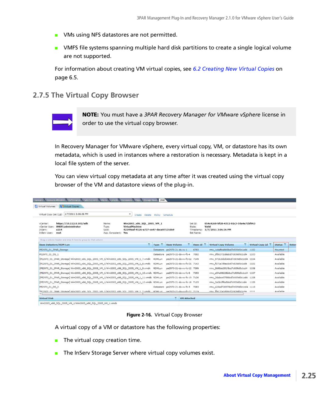 HP StoreServ Application Suite for VMware Media manual Virtual Copy Browser 