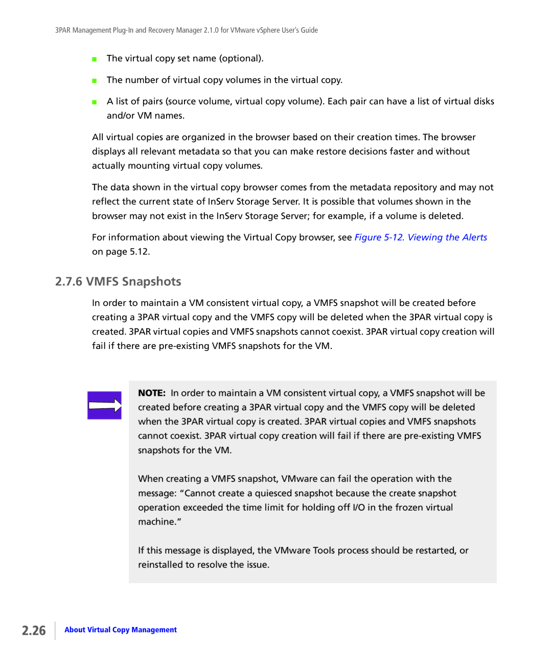 HP StoreServ Application Suite for VMware Media manual Vmfs Snapshots 