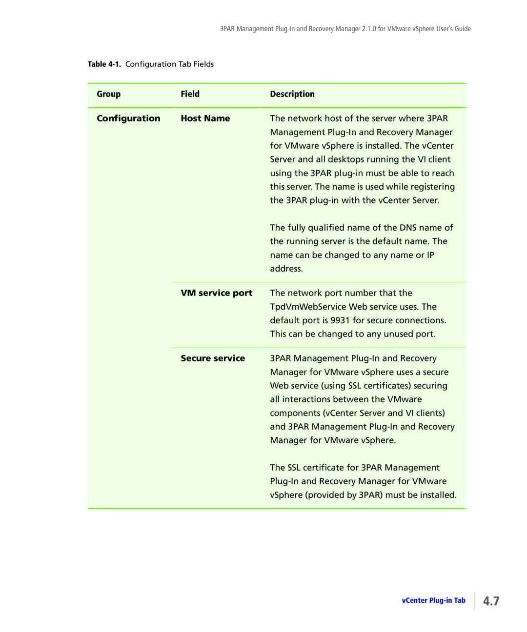 HP StoreServ Application Suite for VMware Media Network host of the server where 3PAR, Running server is the default name 