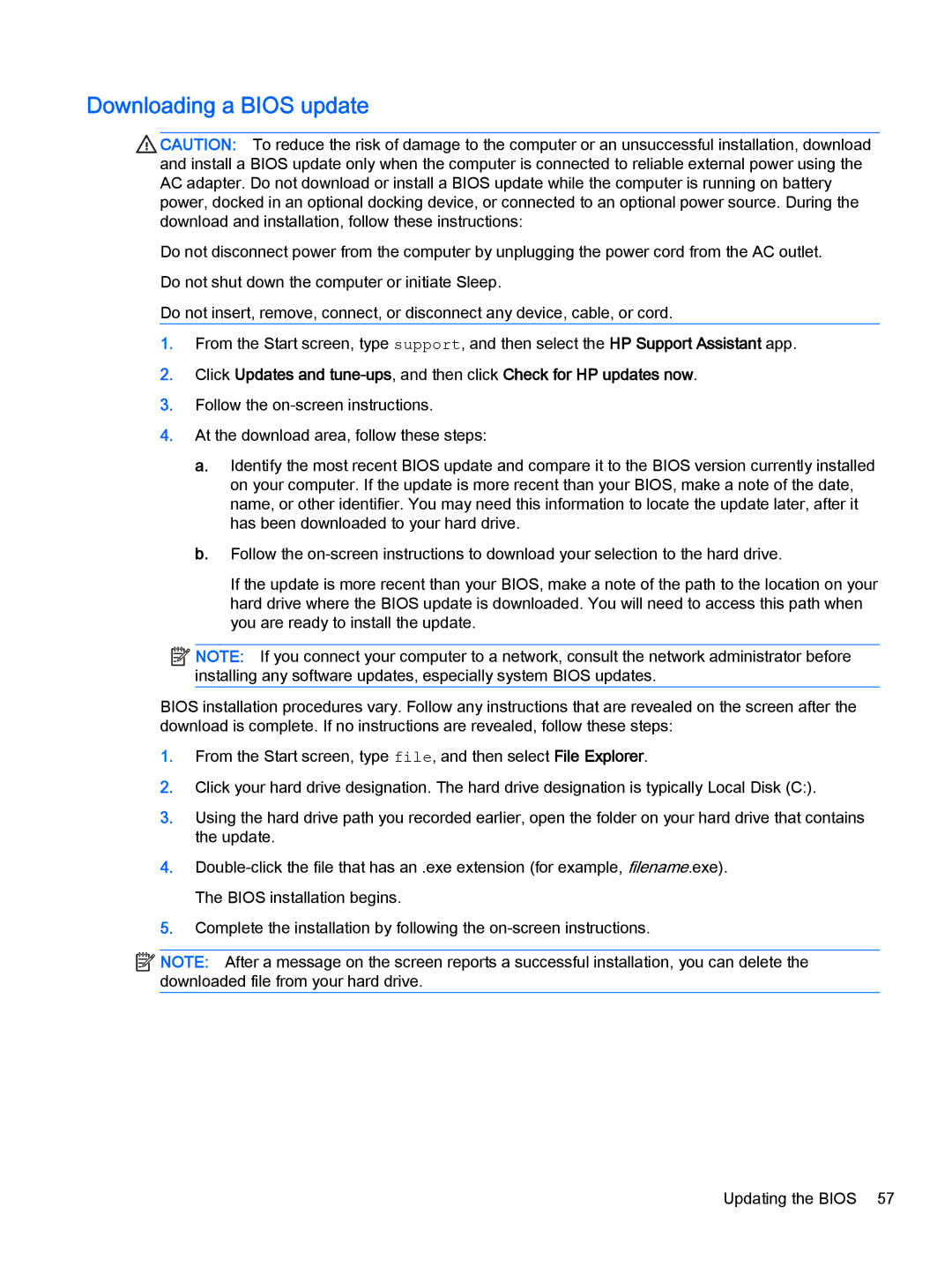 HP Stream - 11-d011wm, Stream - 11-d010nr, Stream - 11-d077nr, Stream - 11-d010wm manual Downloading a Bios update 