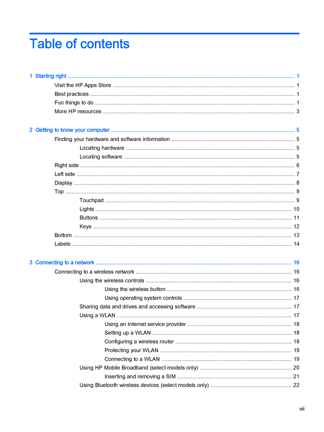 HP Stream - 11-d011wm, Stream - 11-d010nr, Stream - 11-d077nr, Stream - 11-d010wm manual Table of contents 