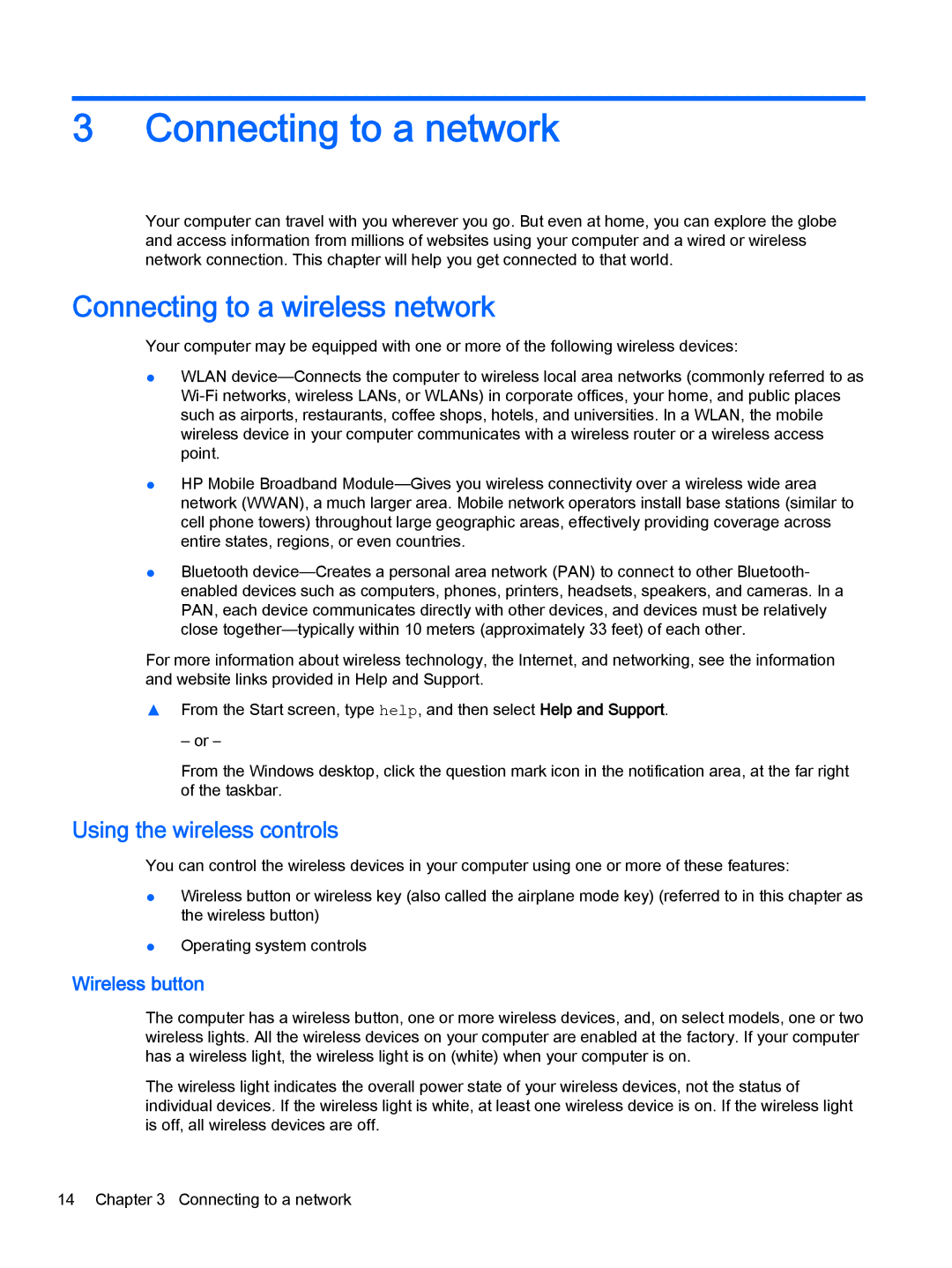 HP Stream - 13-c077nr manual Connecting to a network, Connecting to a wireless network, Using the wireless controls 