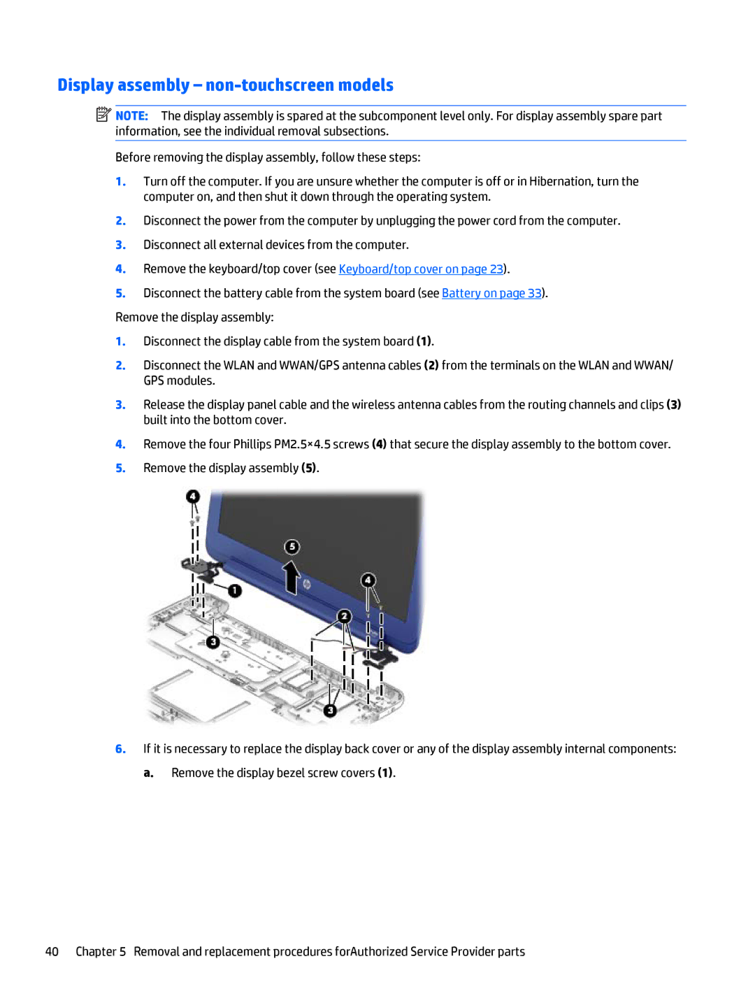 HP Stream - 13-c077nr, Stream - 13-c010nr manual Display assembly non-touchscreen models 