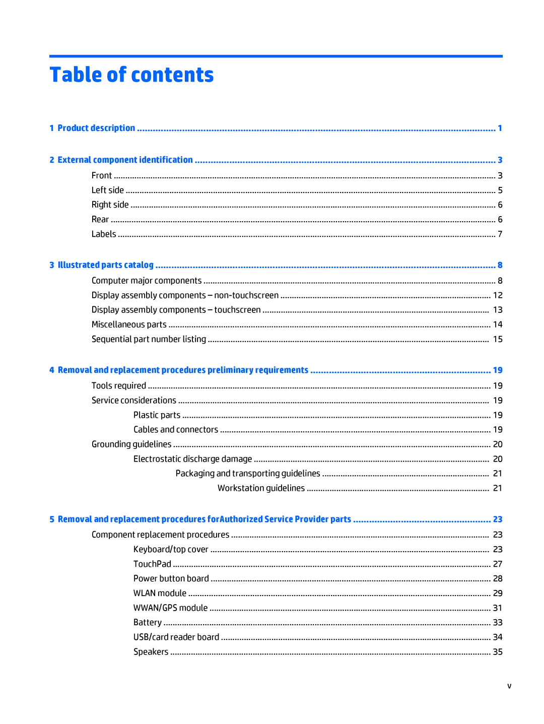 HP Stream - 13-c010nr, Stream - 13-c077nr manual Table of contents 