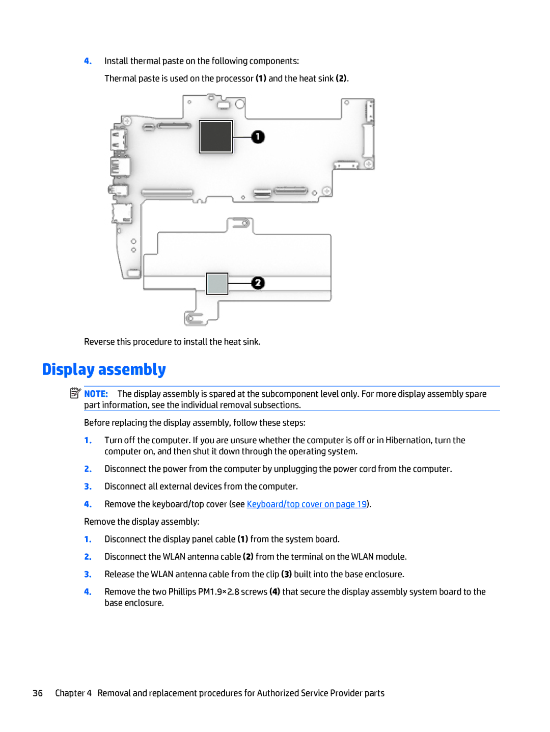 HP Stream - 14-z040wm, Stream - 14-z010nr, Stream - 14-z010ca manual Display assembly 