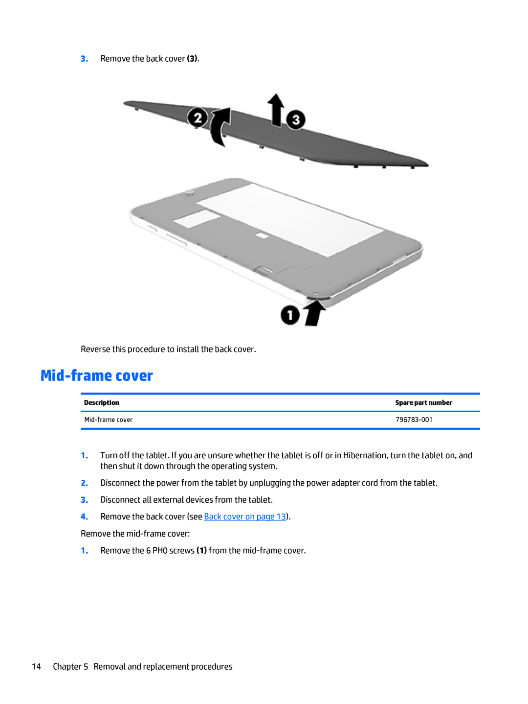 HP Stream 7 - 5709, Stream 7 - 5701 manual Mid-frame cover 