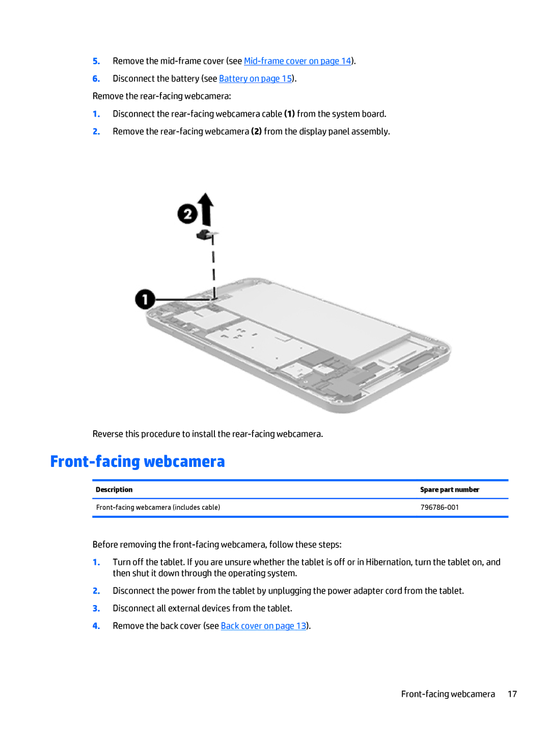 HP Stream 7 - 5701, Stream 7 - 5709 manual Front-facing webcamera 