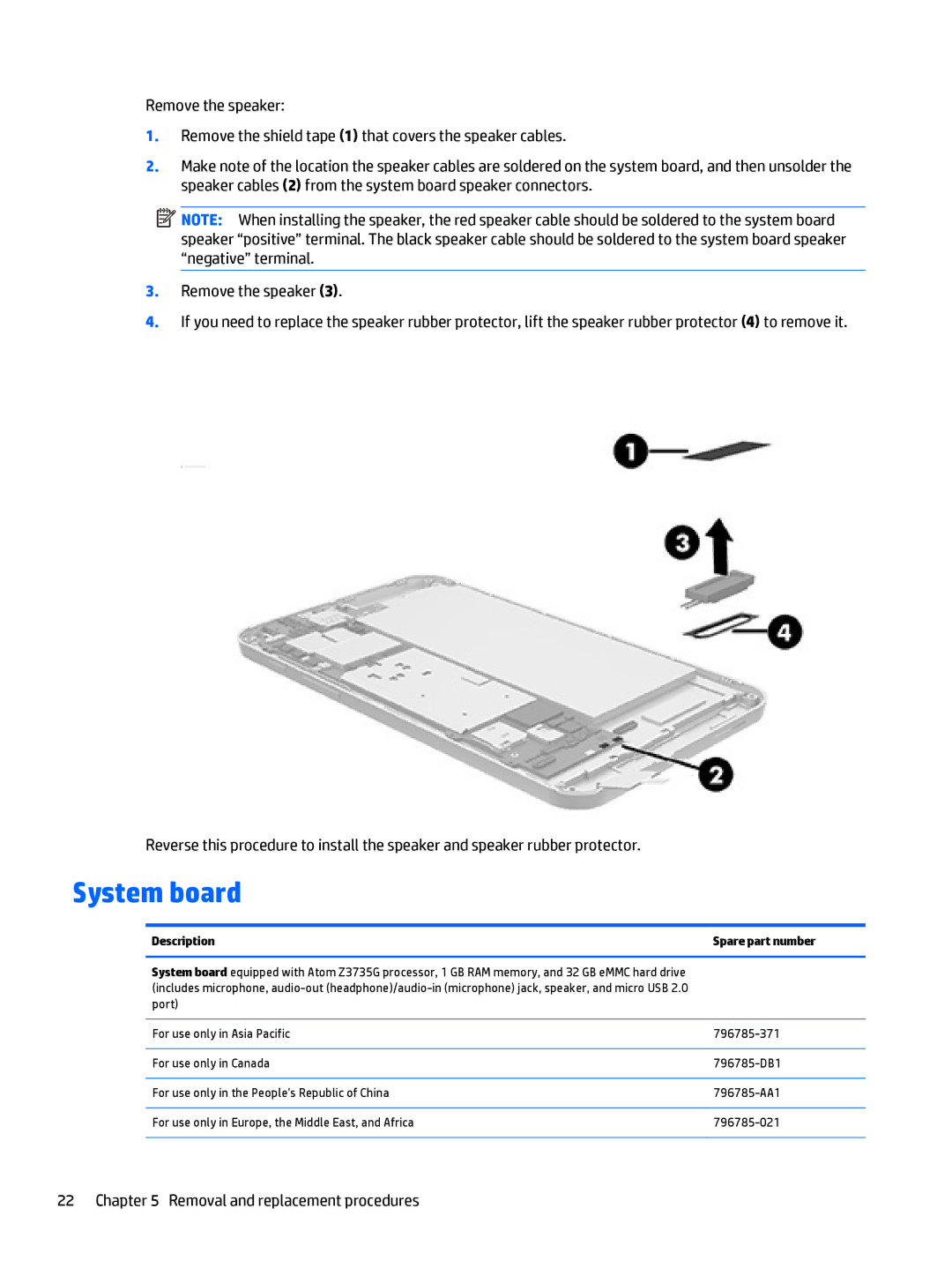 HP Stream 7 - 5709, Stream 7 - 5701 manual System board 