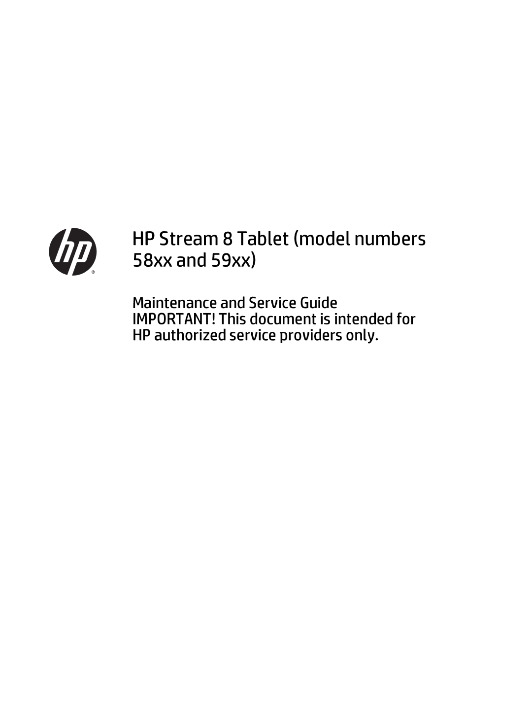 HP Stream 8 - 5801, Stream 8 - 5909 manual HP Stream 8 Tablet model numbers 58xx 