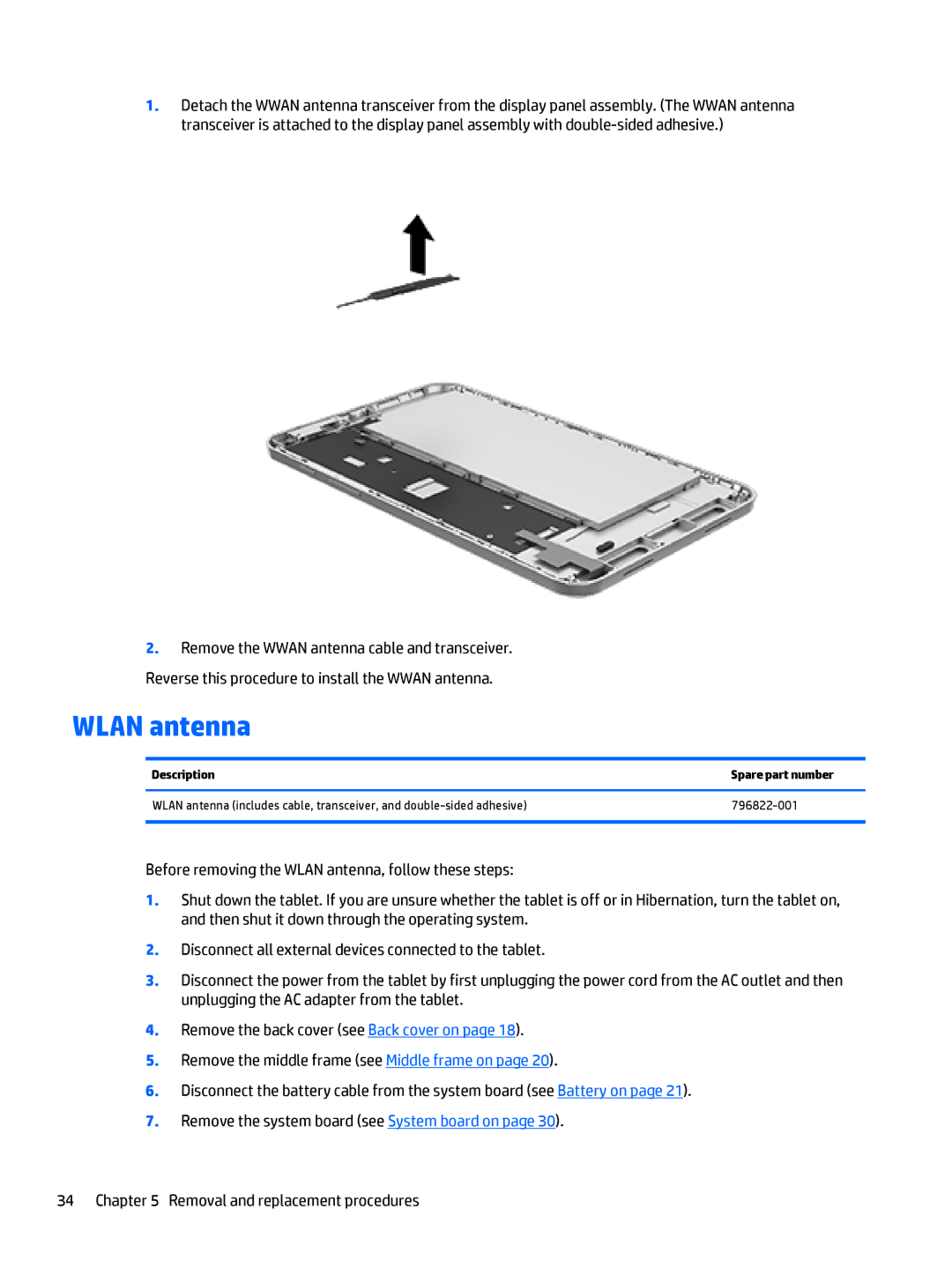 HP Stream 8 - 5909, Stream 8 - 5801 manual Wlan antenna 