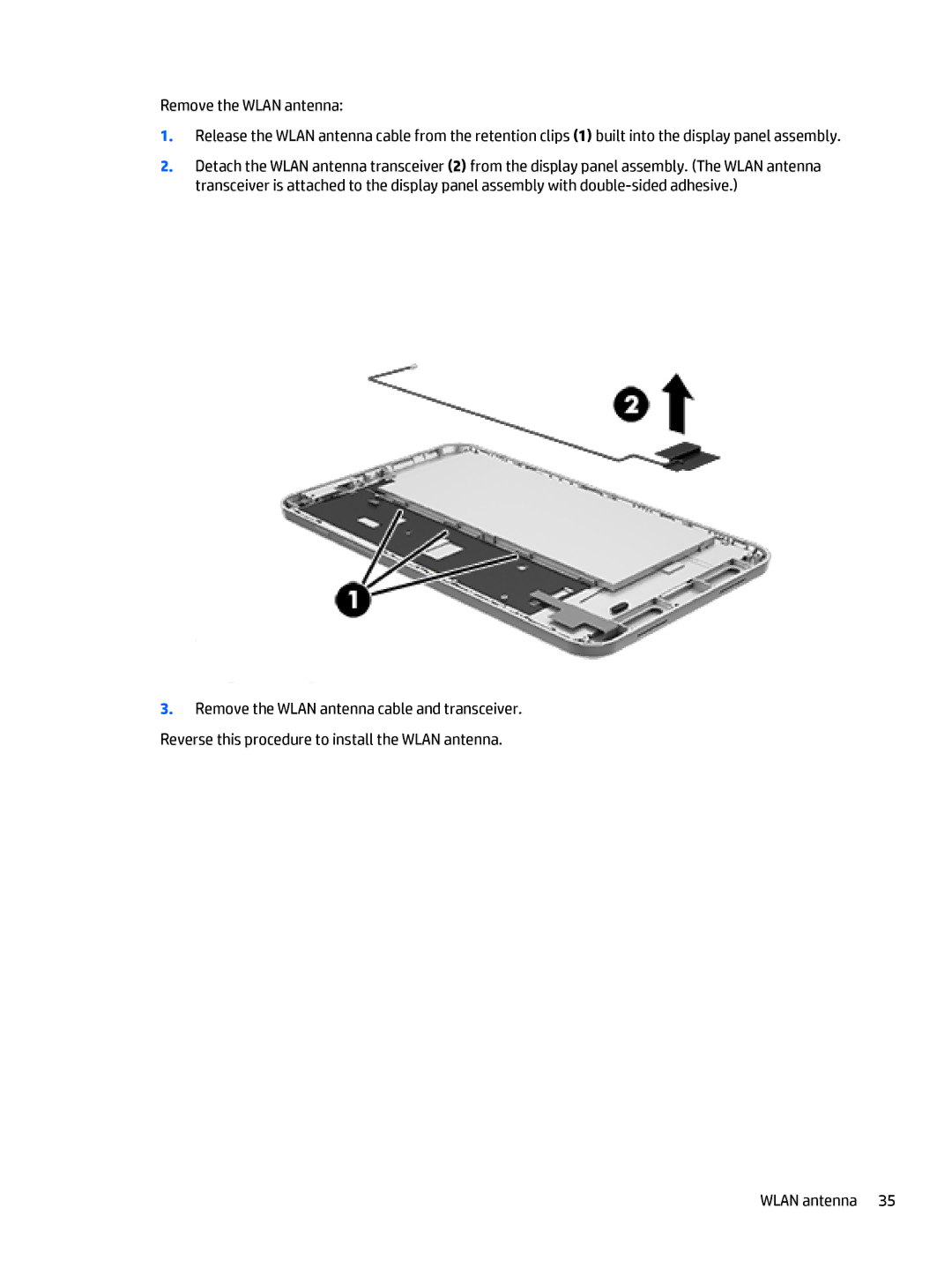 HP Stream 8 - 5801, Stream 8 - 5909 manual Wlan antenna 