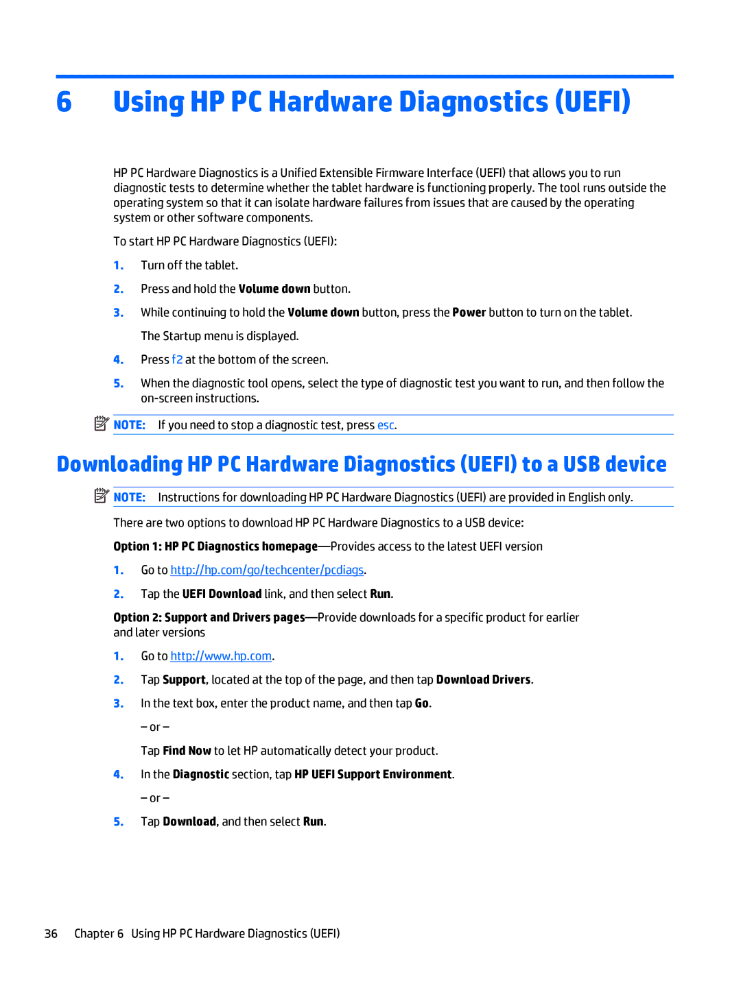 HP Stream 8 - 5909 Using HP PC Hardware Diagnostics Uefi, Downloading HP PC Hardware Diagnostics Uefi to a USB device 