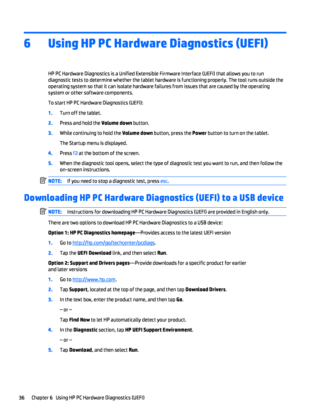 HP Stream 8 - 5909 Using HP PC Hardware Diagnostics UEFI, Downloading HP PC Hardware Diagnostics UEFI to a USB device 