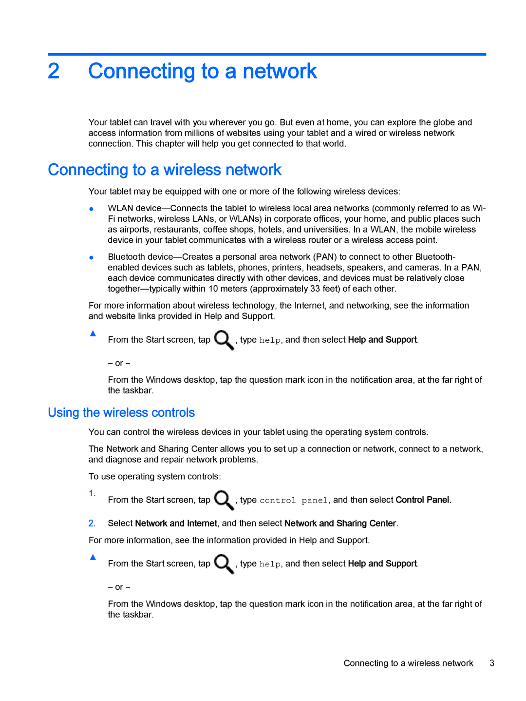 HP Stream 8 - 5901, Stream 8 - 5909 Connecting to a network, Connecting to a wireless network, Using the wireless controls 