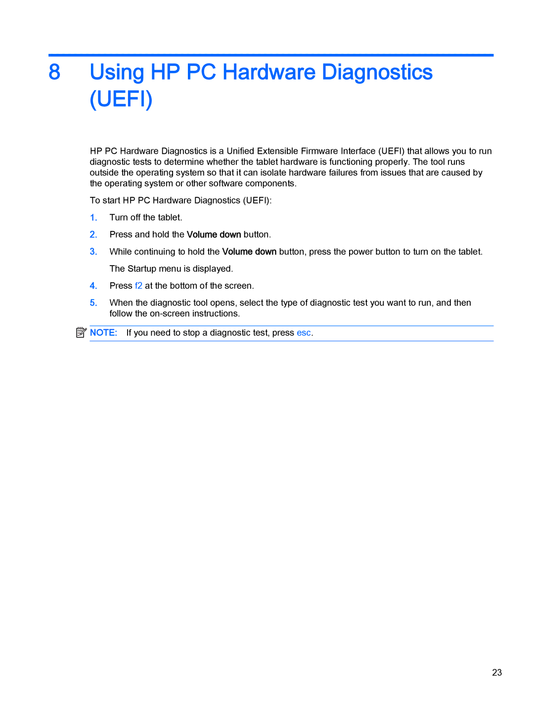 HP Stream 7 - 5709, Stream 8 - 5909, Stream 8 - 5901, Stream 8 - 5801ca manual Using HP PC Hardware Diagnostics Uefi 