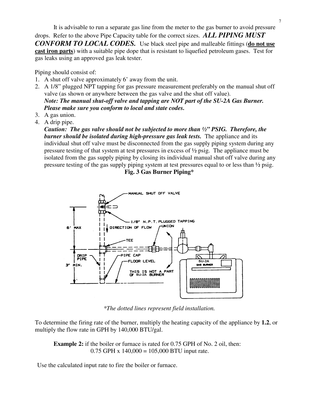 HP SU-2A manual Gas Burner Piping 