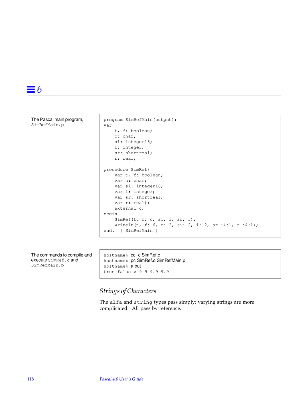 HP SunSoft Pascal 4.0 manual Strings of Characters, 118 