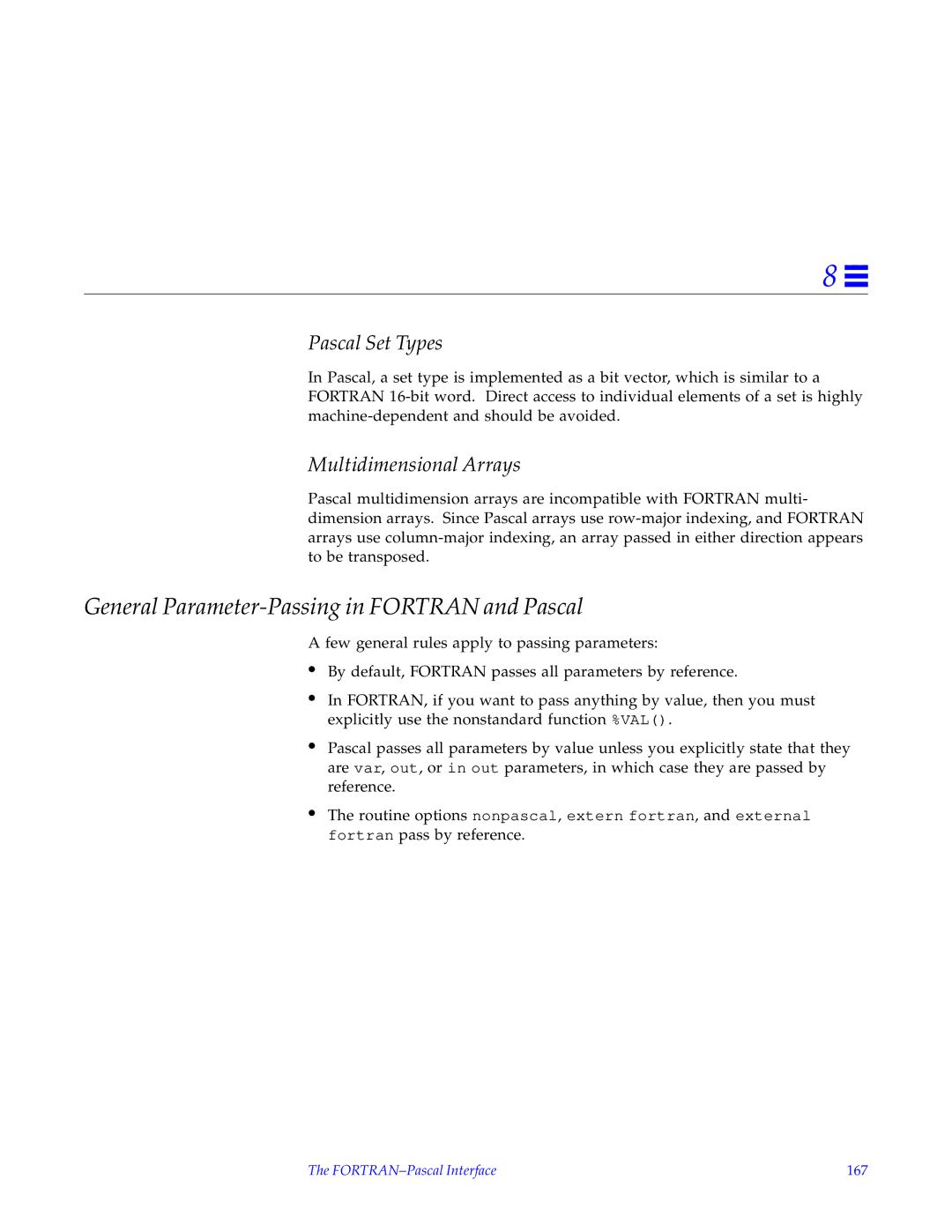 HP SunSoft Pascal 4.0 manual General Parameter-Passing in Fortran and Pascal, Multidimensional Arrays 