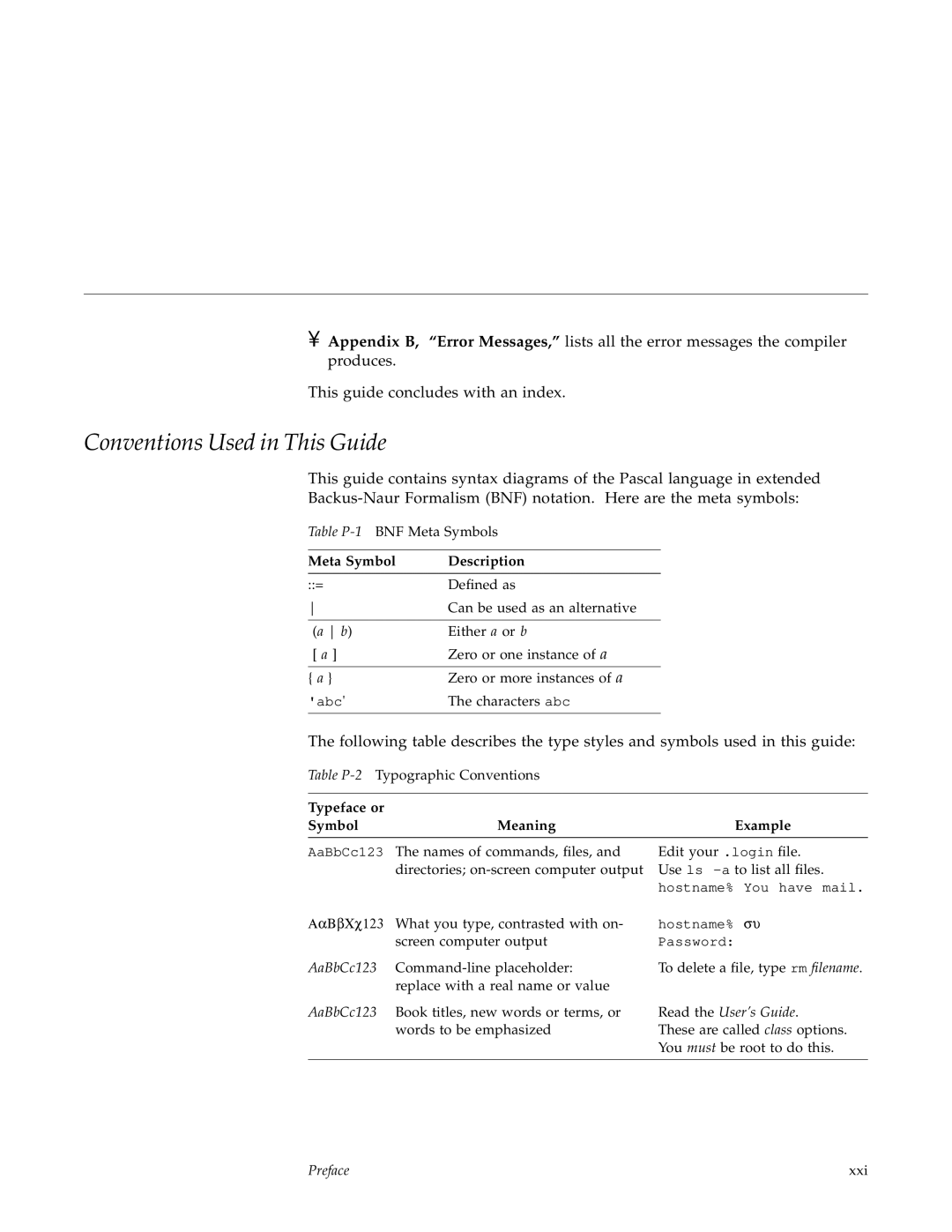 HP SunSoft Pascal 4.0 manual Conventions Used in This Guide, AaBbCc123 