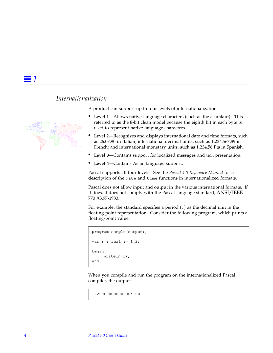 HP SunSoft Pascal 4.0 manual Internationalization 