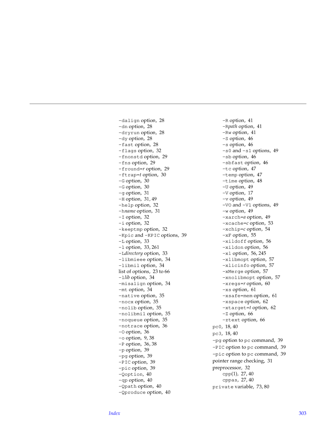 HP SunSoft Pascal 4.0 manual Index 303 