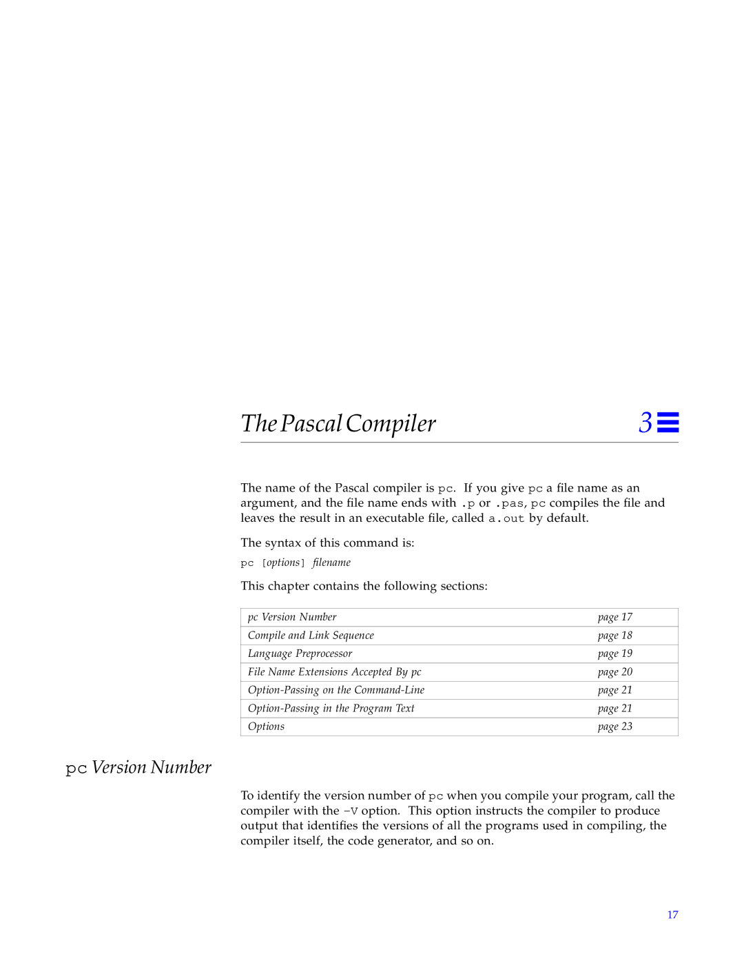 HP SunSoft Pascal 4.0 manual Pascal Compiler, Pc Version Number 