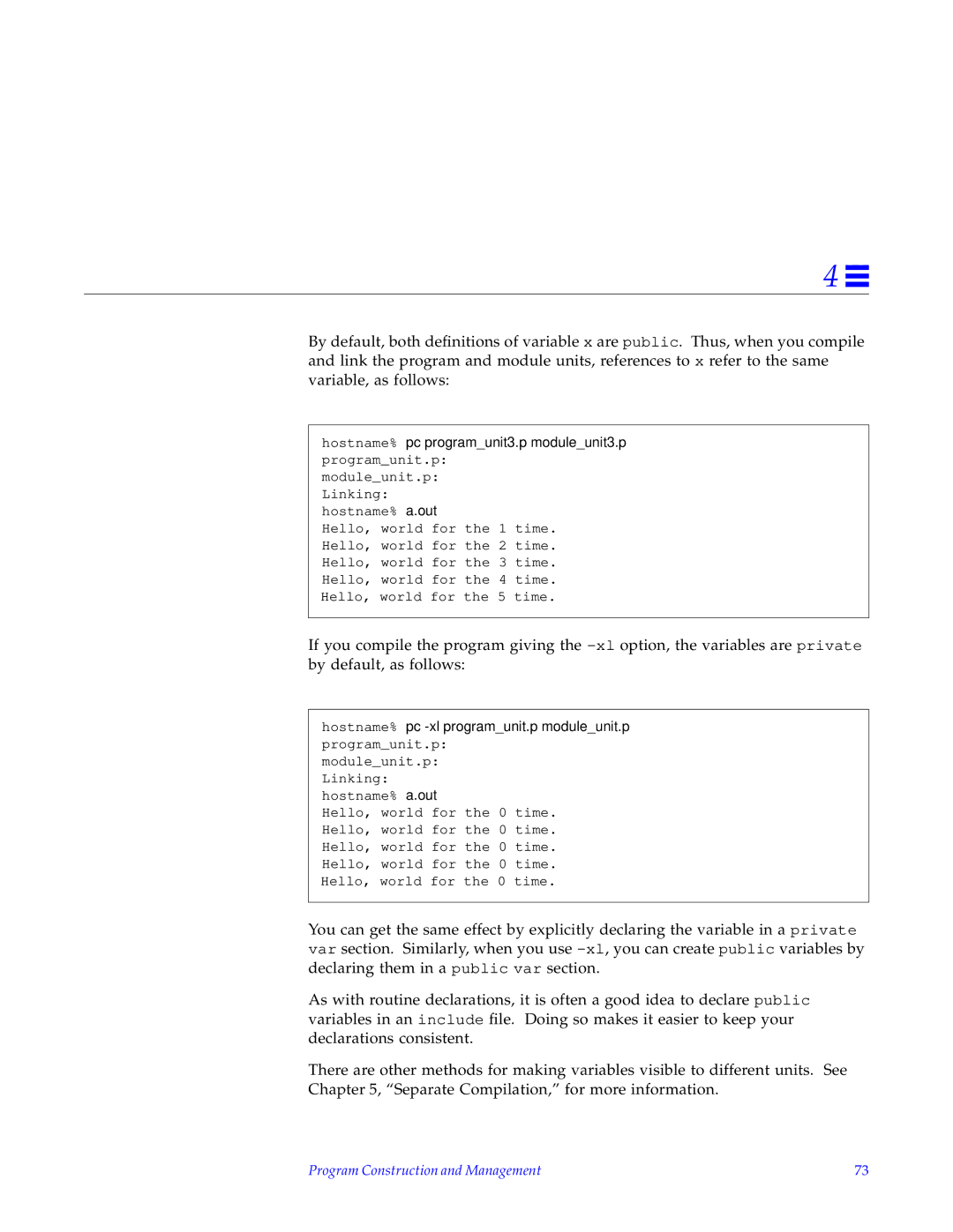 HP SunSoft Pascal 4.0 manual Program Construction and Management 