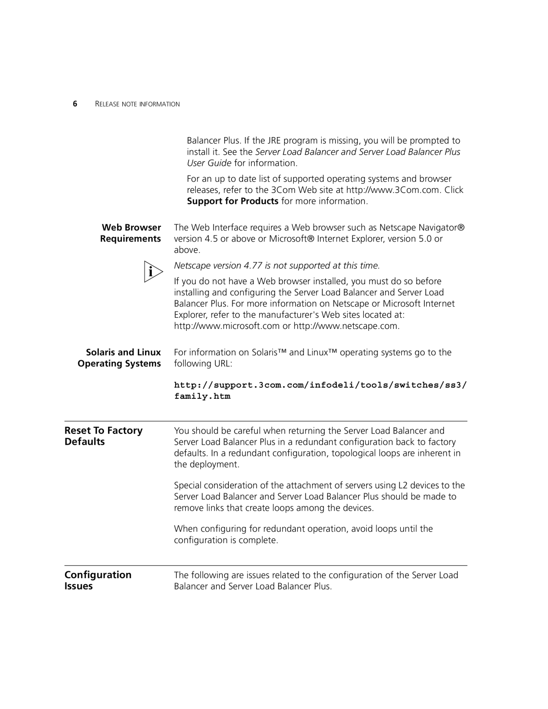 HP SuperStack 3 Load Balancer Appliance manual Reset To Factory 