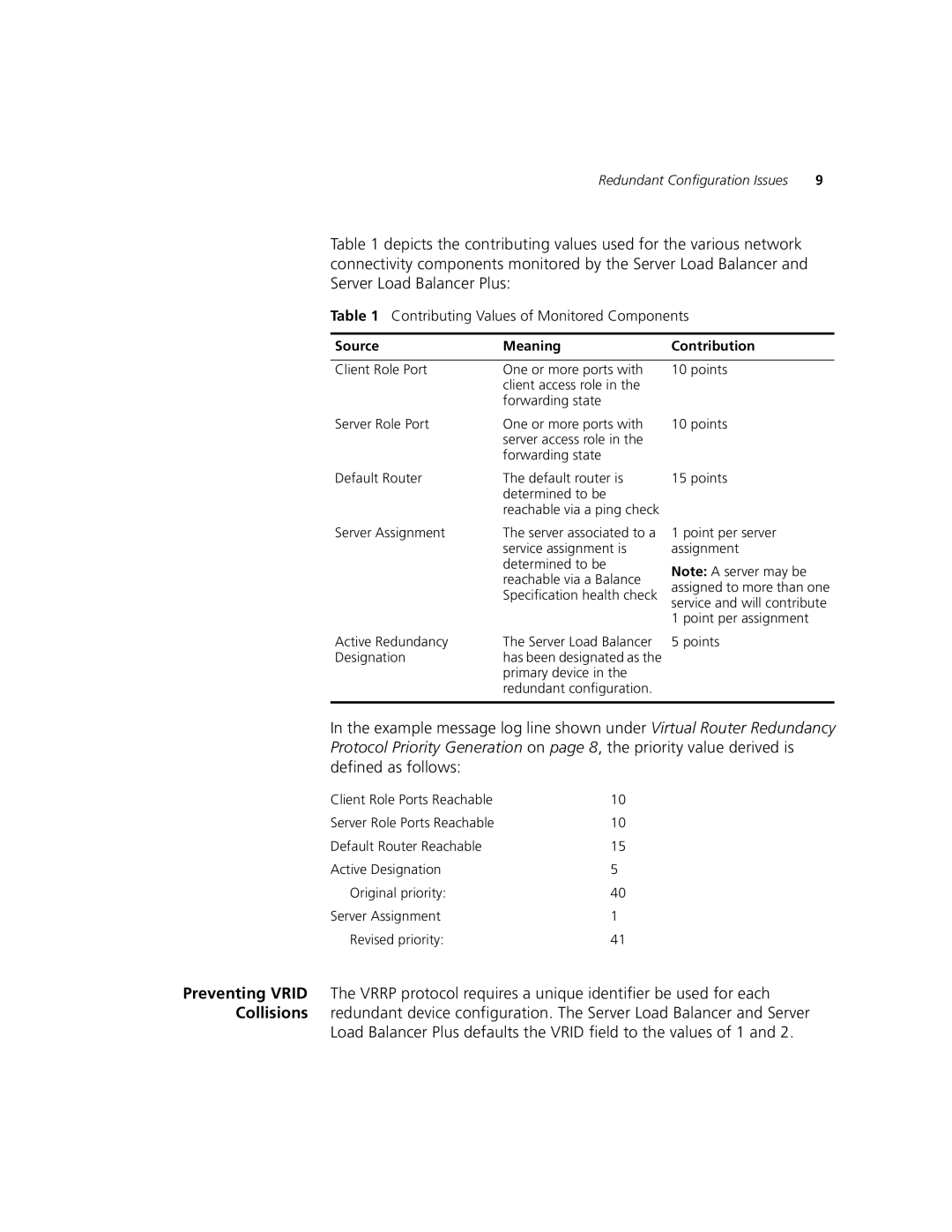 HP SuperStack 3 Load Balancer Appliance manual Source Meaning Contribution 