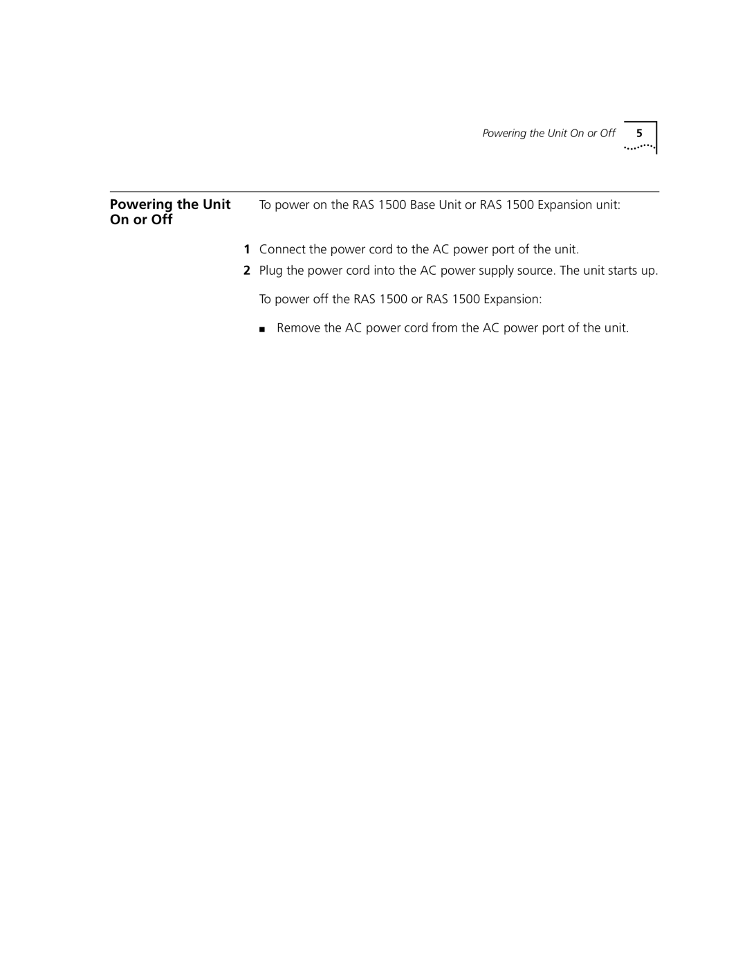 HP SuperStack II RAS manual On or Off 