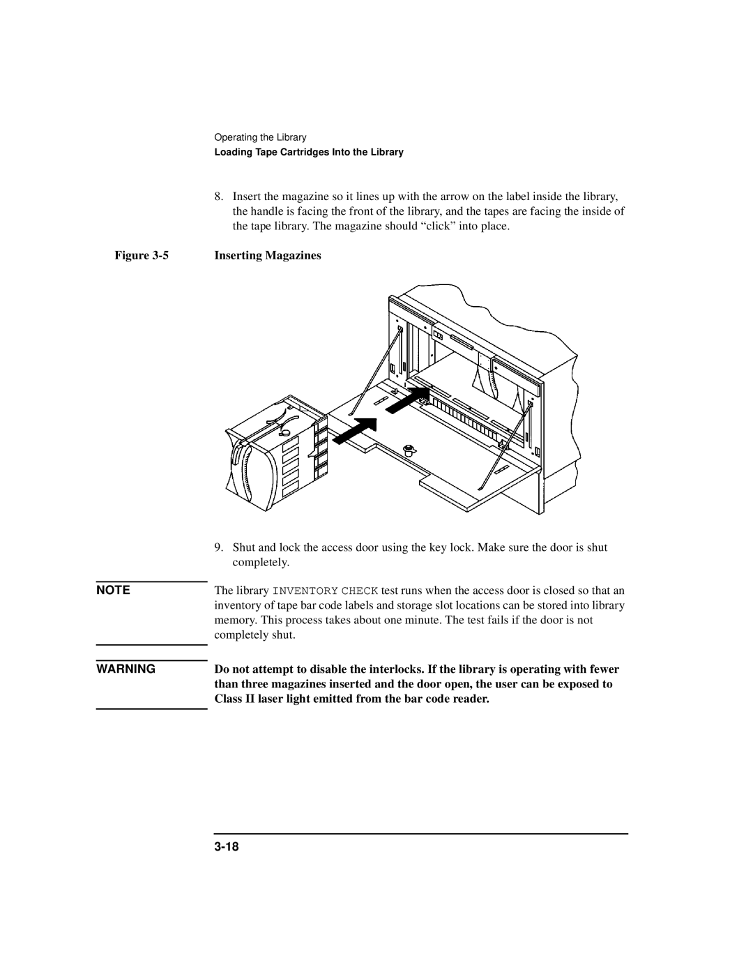 HP SureStore 4215w, SureStore 7215w, SureStore 7115w, SureStore 4115w manual Inserting Magazines 