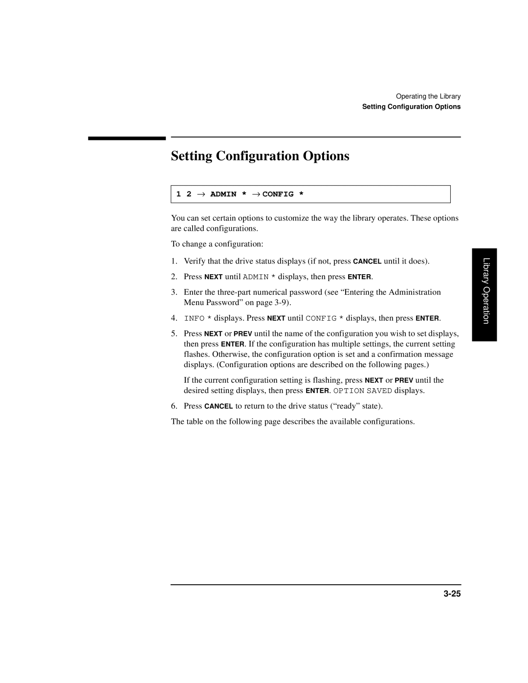 HP SureStore 4115w, SureStore 4215w, SureStore 7215w, SureStore 7115w manual Setting Configuration Options 