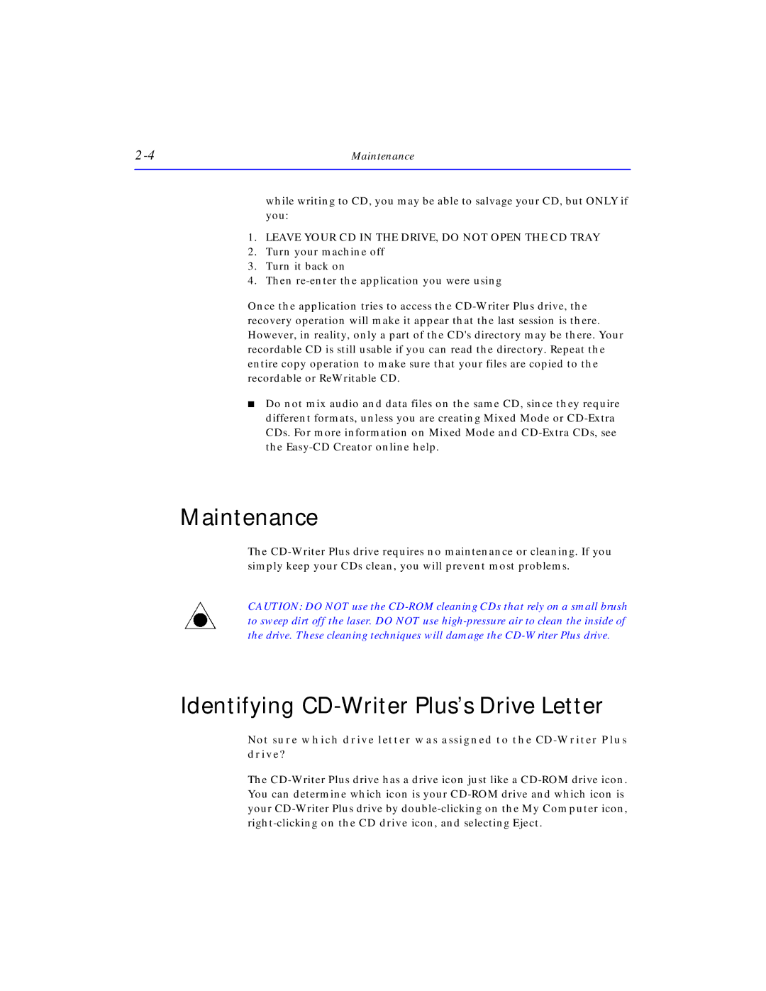 HP SureStore CD-Writer Plus 7550e, SureStore CD-Writer Plus 7570e Maintenance, Identifying CD-Writer Plus’s Drive Letter 