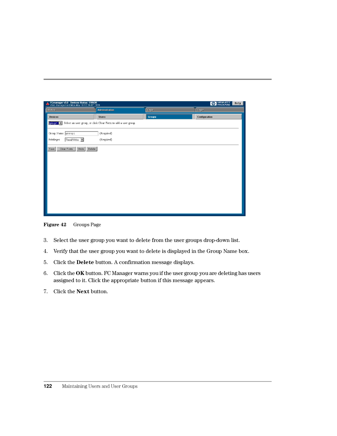 HP Surestore Device Management Software manual Ljxuh *URXSV3DJH, 1220DLQWDLQLQJ8VHUVDQG8VHU*URXSV 