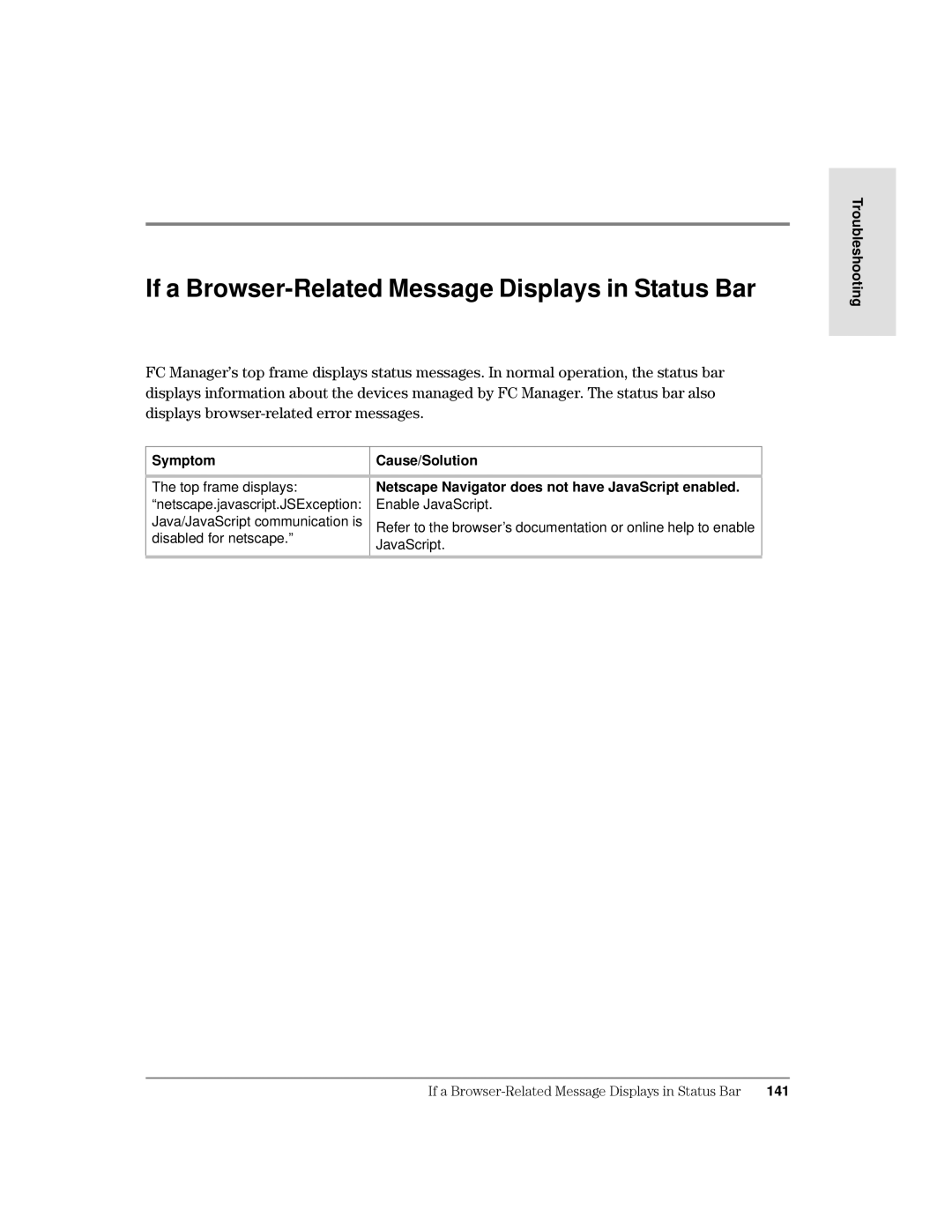 HP Surestore Device Management Software manual If a Browser-Related Message Displays in Status Bar 