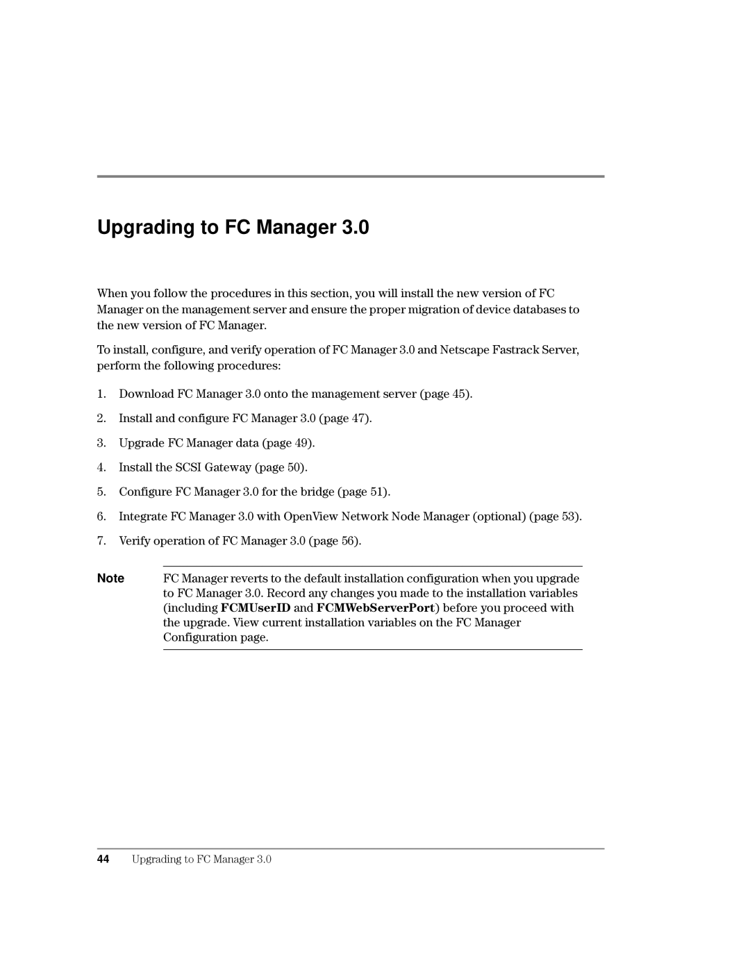 HP Surestore Device Management Software manual Upgrading to FC Manager, 9HULI\RSHUDWLRQRI&0DQDJHUSDJH Rqiljxudwlrqsdjh 