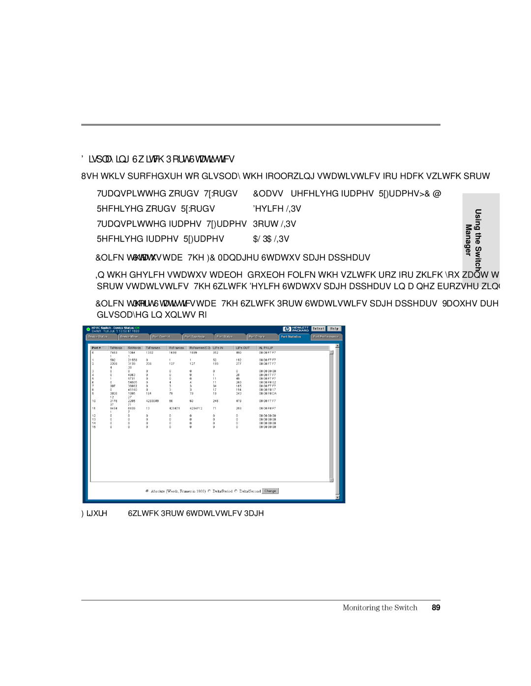 HP Surestore Device Management Software LVSOD\LQJ6ZLWFK3RUW6WDWLVWLFV, 5HFHLYHGZRUGV5RUGV, 5HFHLYHGIUDPHV5UDPHV, 3RUW/,3V 