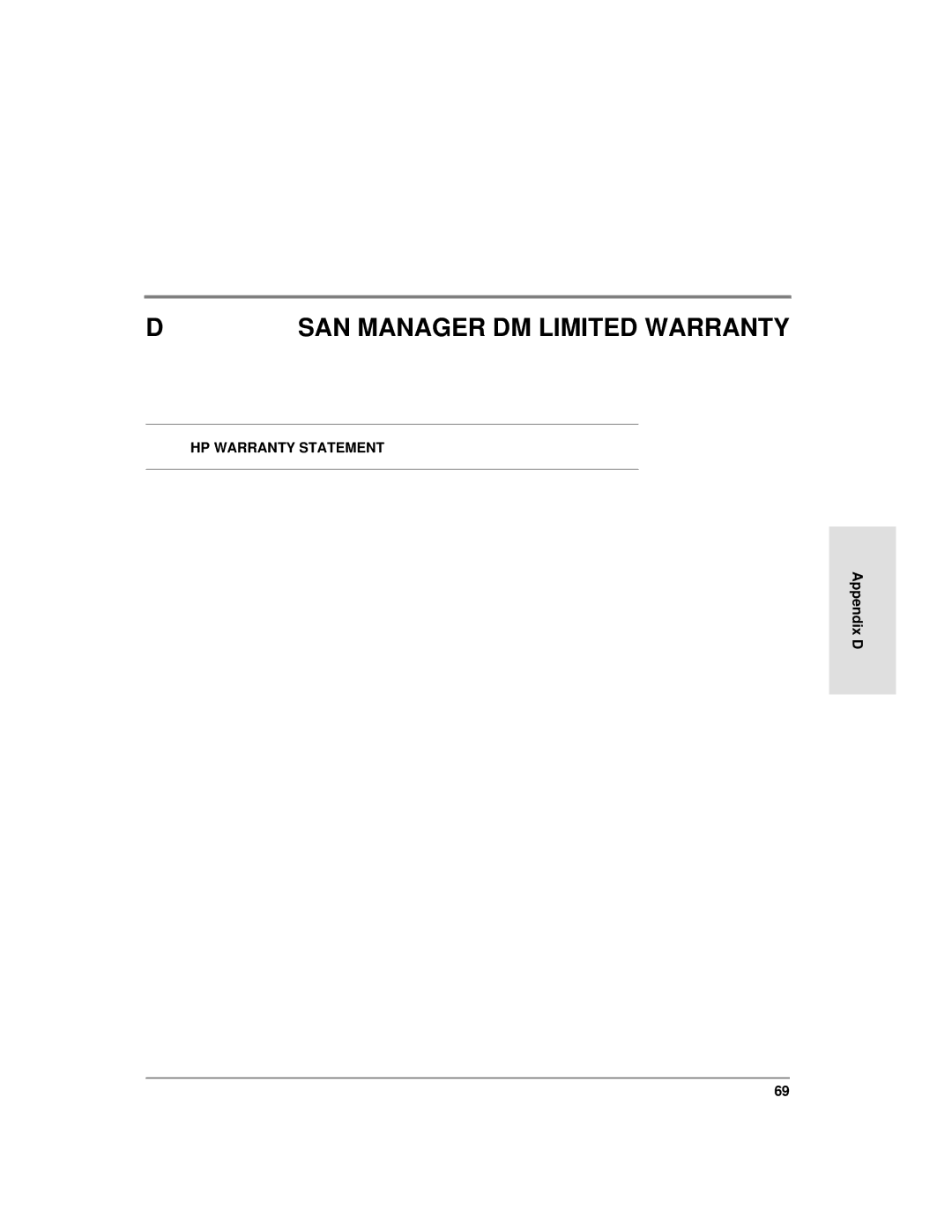 HP Surestore SAN Manager DM Software, Surestore SAN Manager LM Software manual Appendix D 