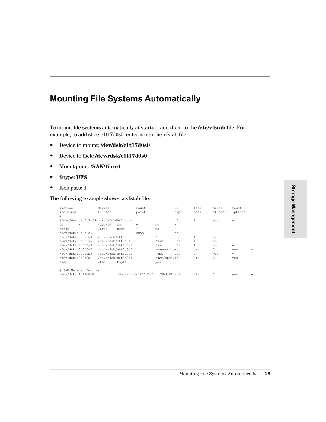 HP Surestore SAN Manager DM Software, Surestore SAN Manager LM Software manual Mounting File Systems Automatically 