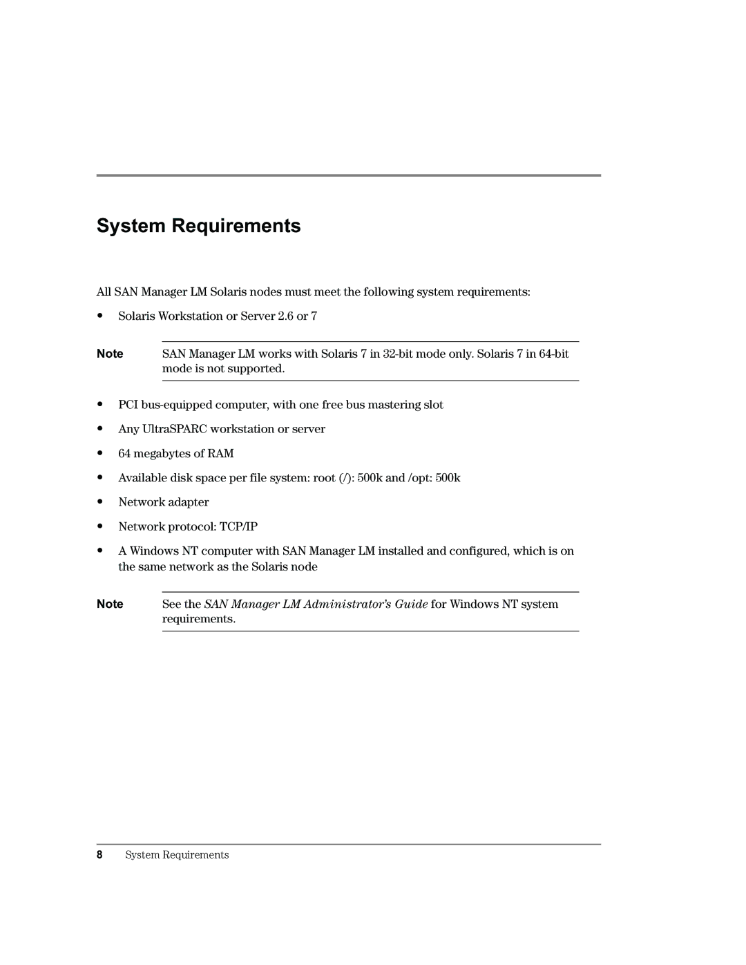 HP Surestore SAN Manager LM Software, Surestore SAN Manager DM Software manual System Requirements 