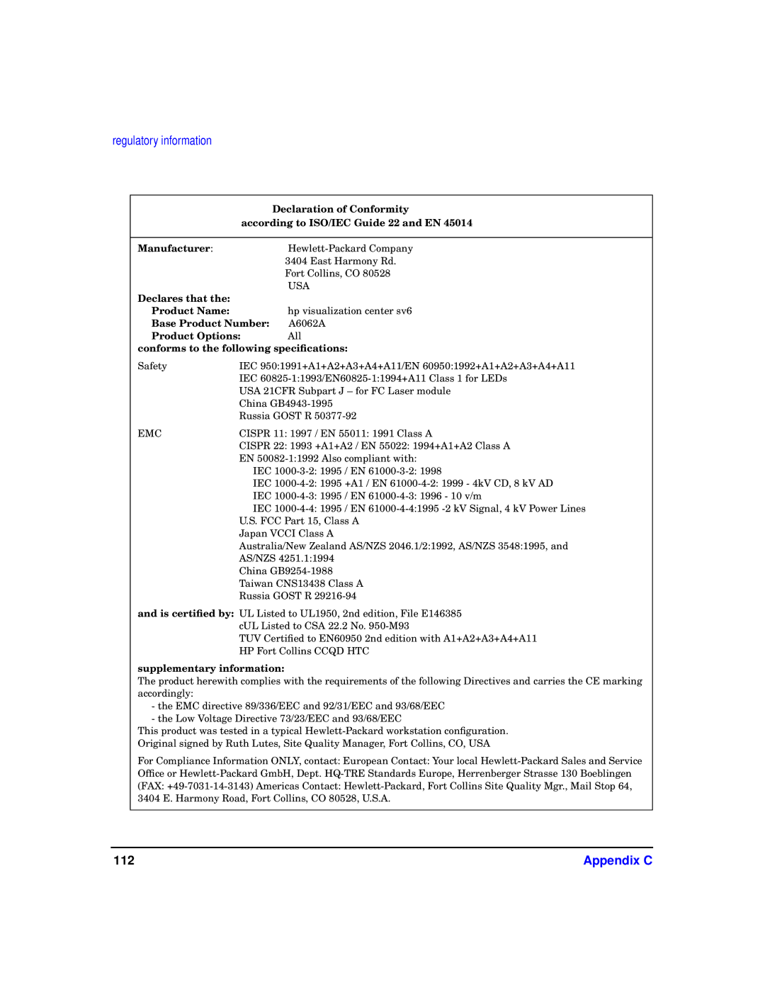 HP sv6 manual Appendix C 