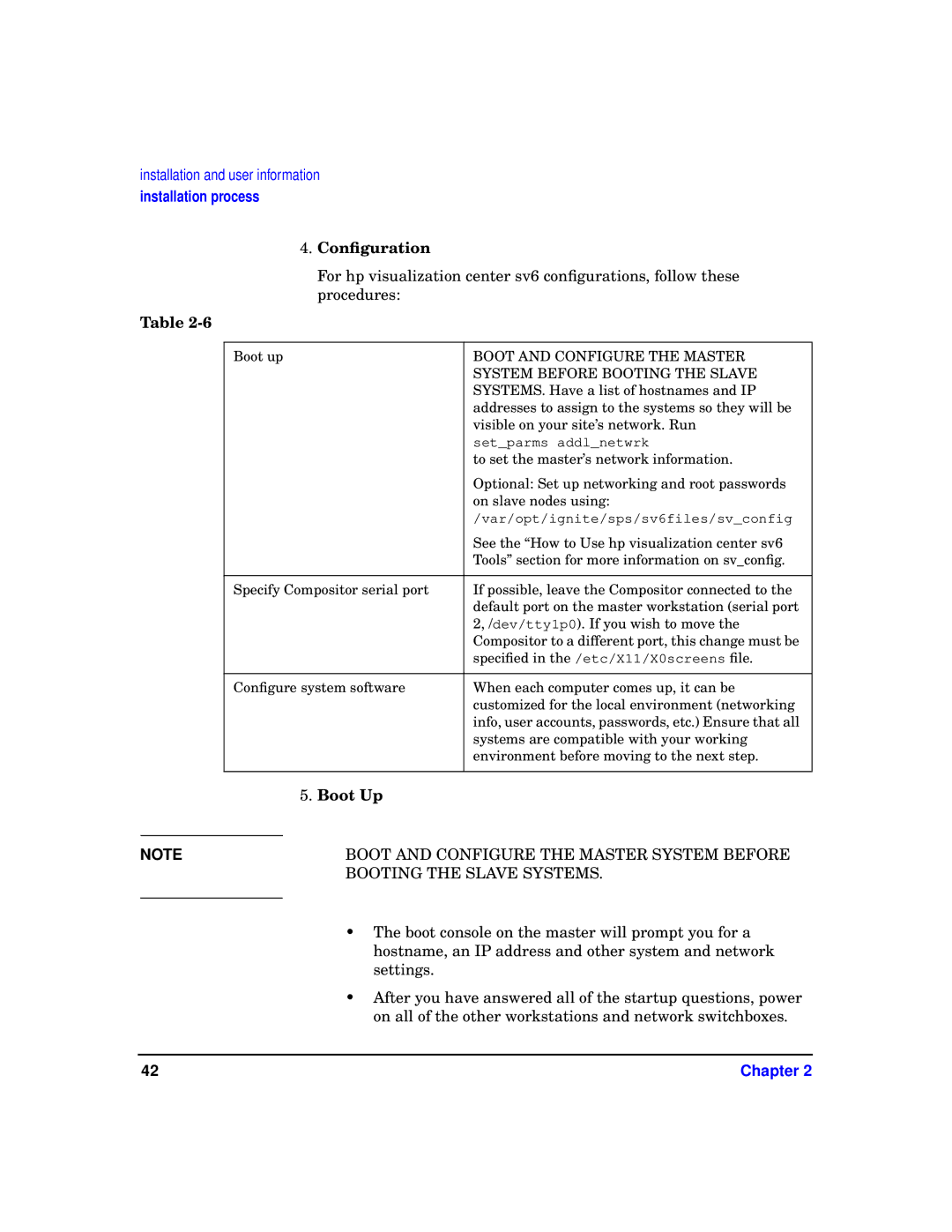 HP sv6 manual Conﬁguration, Boot Up 