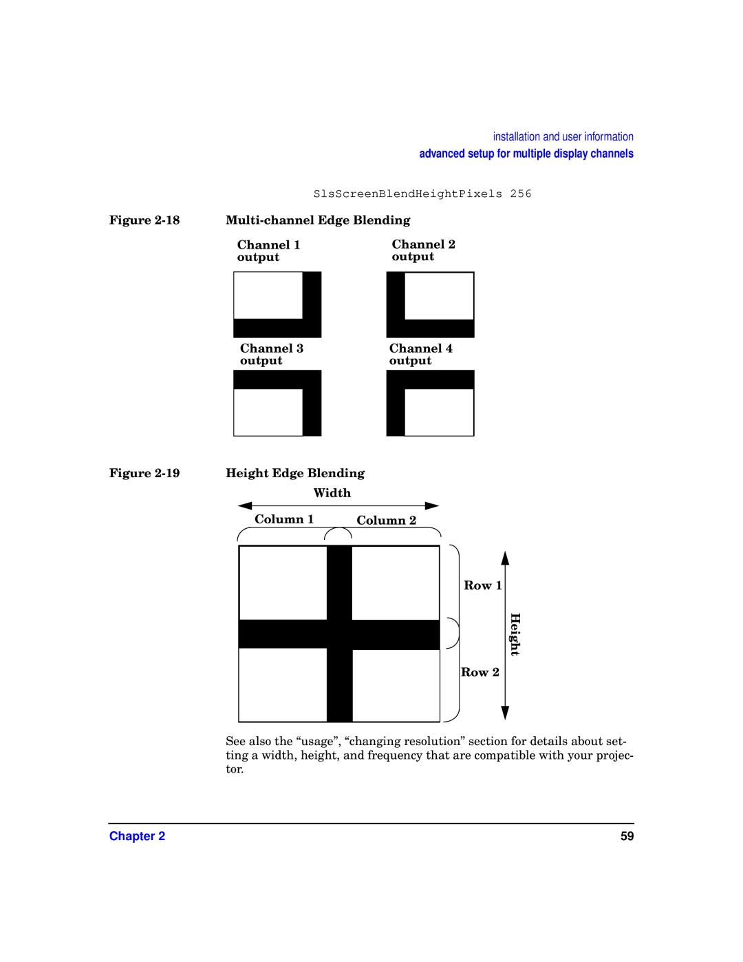 HP sv6 manual Height Edge Blending Width Column Row 