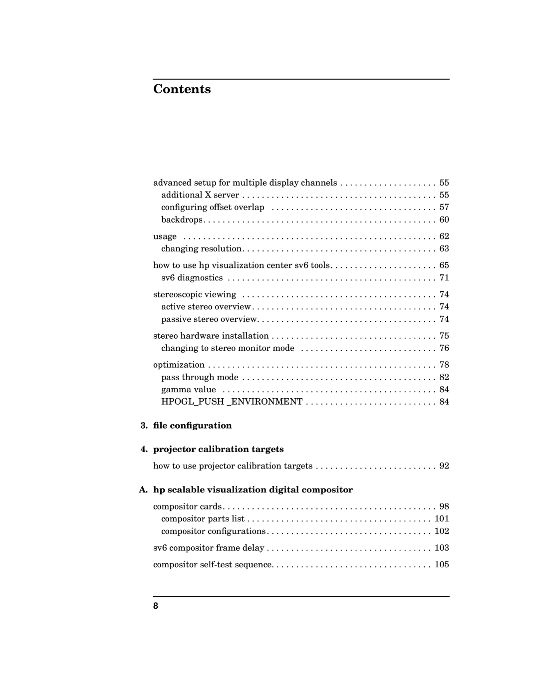 HP sv6 manual ﬁle conﬁguration Projector calibration targets, Hp scalable visualization digital compositor 