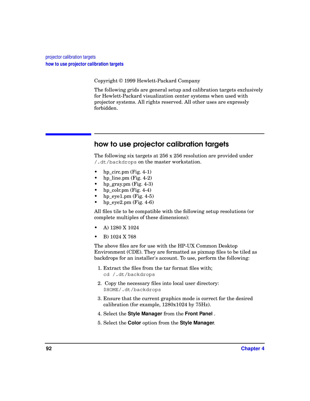 HP sv6 manual How to use projector calibration targets 