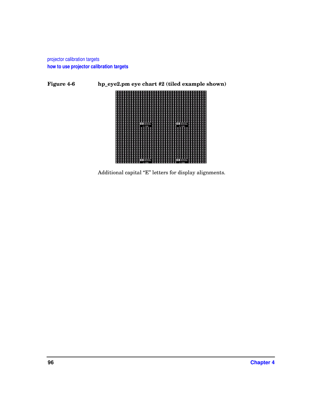 HP sv6 manual Hpeye2.pm eye chart #2 tiled example shown 