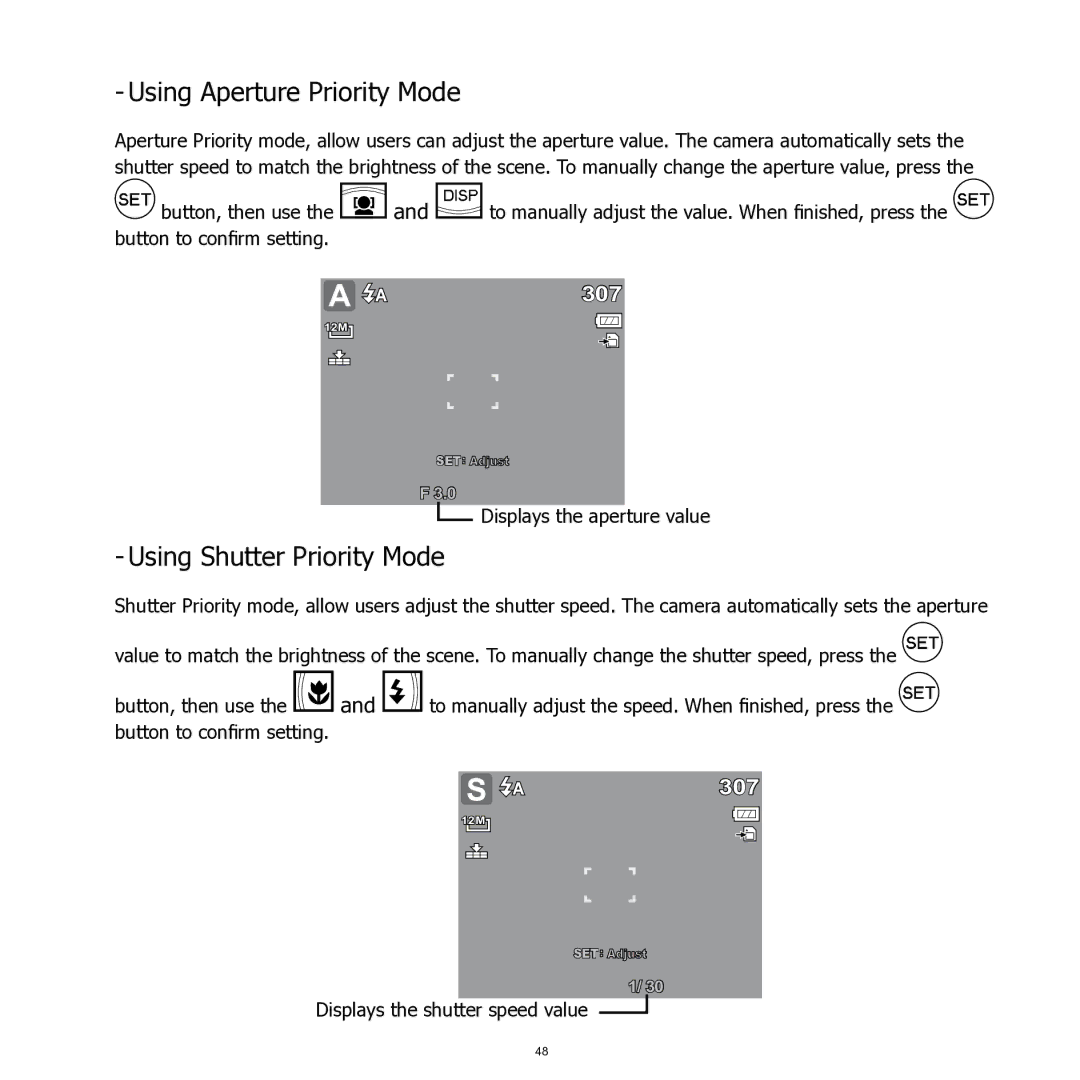 HP SW350 manual Using Aperture Priority Mode 