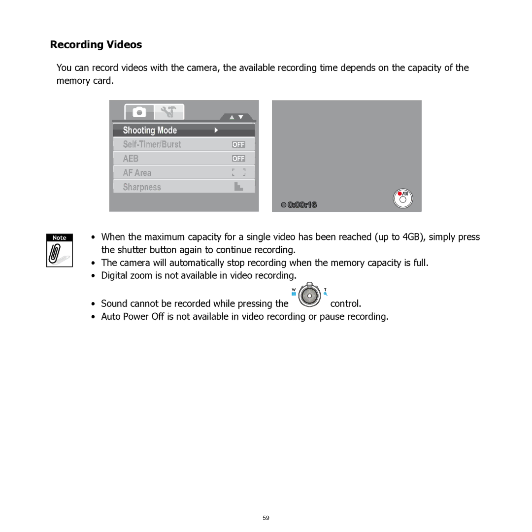 HP SW350 manual Recording Videos, Aeb 