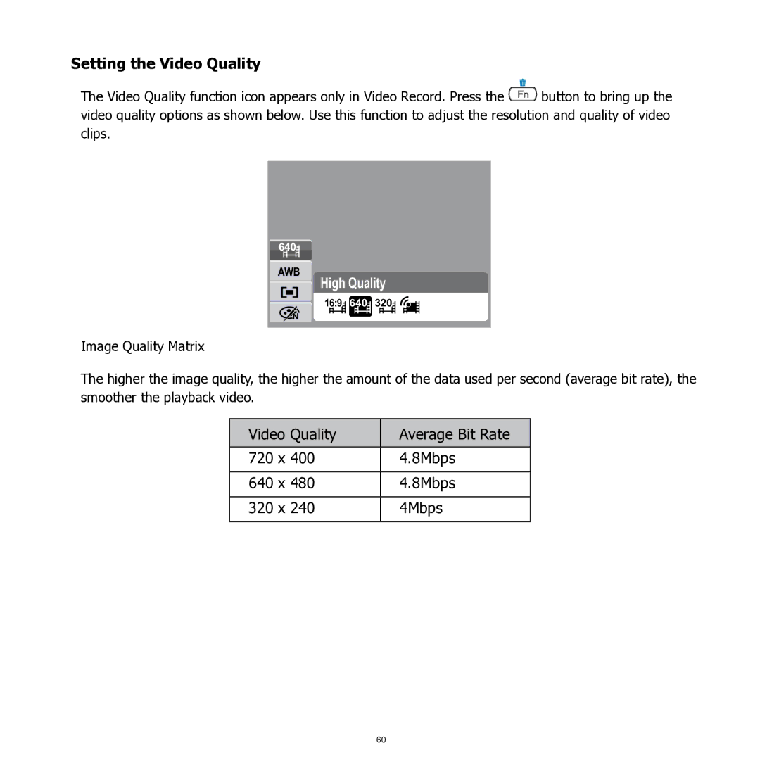 HP SW350 manual Setting the Video Quality, High Quality 